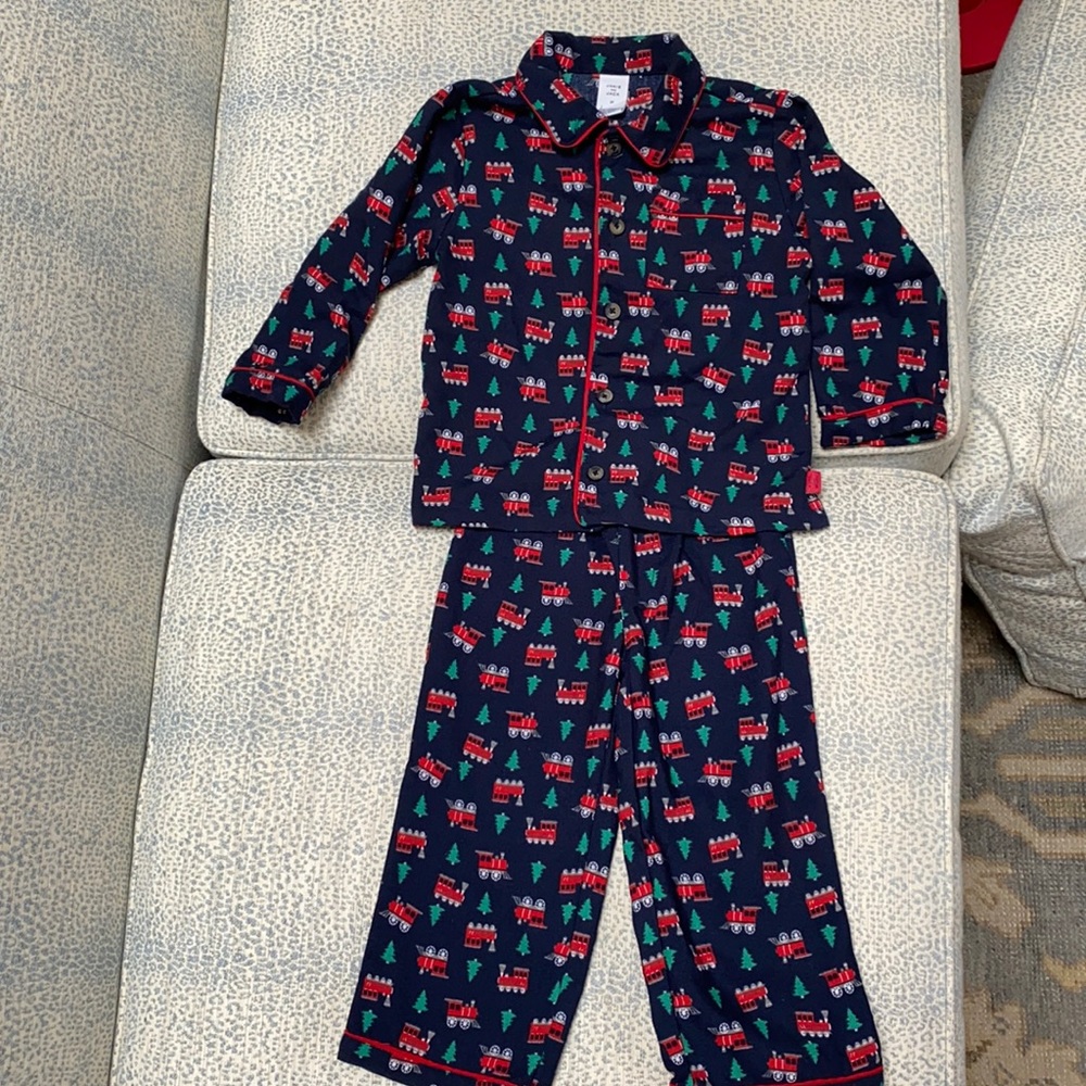 Janie and Jack Christmas train pjs- like NEW